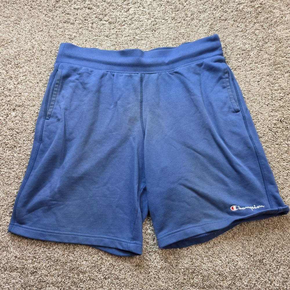 Champion Sweat Shorts Mens Large Blue Cotton French Terry Athleisure Adult